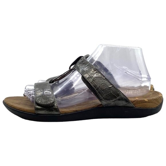 ORTHAHEEL Layla Slide Sandals 40 9 Lightweight Adjustable Croc Gray Double Strap - Picture 5 of 11